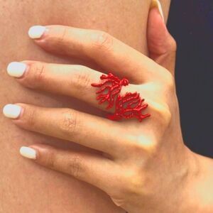 Elegant Red Coral-Inspired Ring